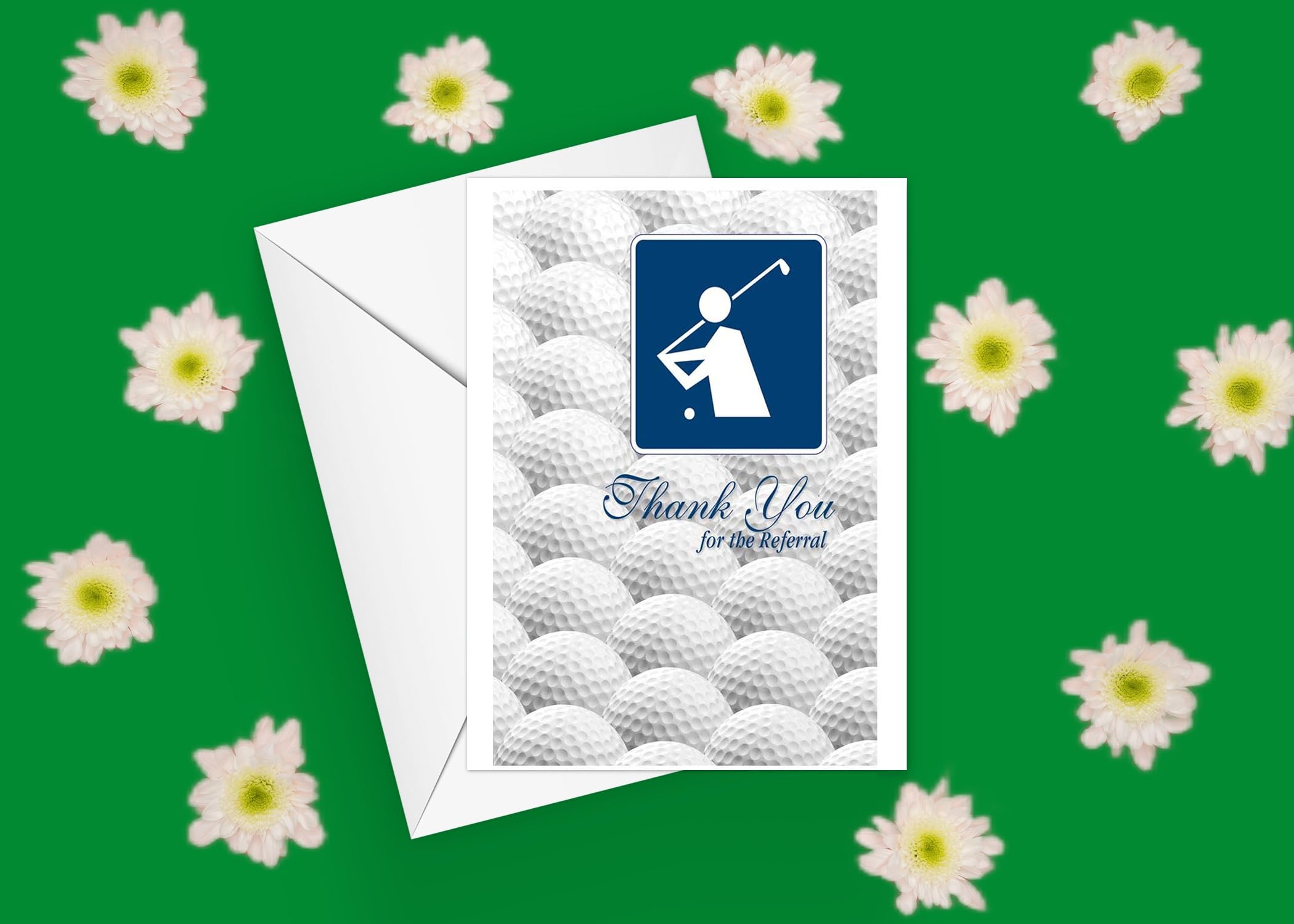 Stonehouse Colleciton | Simple Golf Theme Thank You Note Card | Navy Golfer Cards | 10 Boxed Cards & Envelopes - Image 3