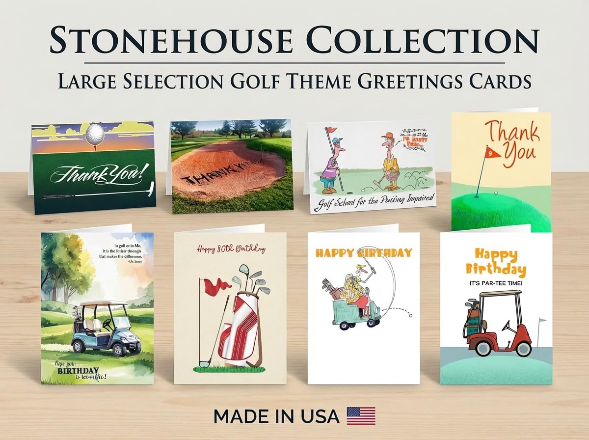 Stonehouse Collection Golf Thank You Cards - 12 Boxed Golf Themed Cards & Envelopes, 3 Fun Designs - Image 6