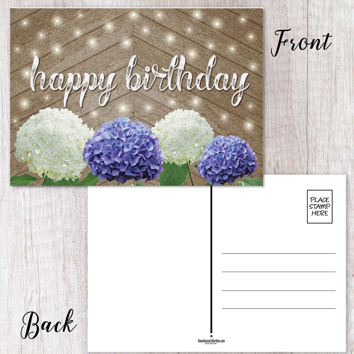 Stonehouse Collection Assorted Happy Birthday Postcards - 5 Birthday Designs | Great for Friends, Family, Neighbors & Colleagues | Size: 4" x 6" | Bulk Birthday Postcards (Rustic Variety) - Image 3