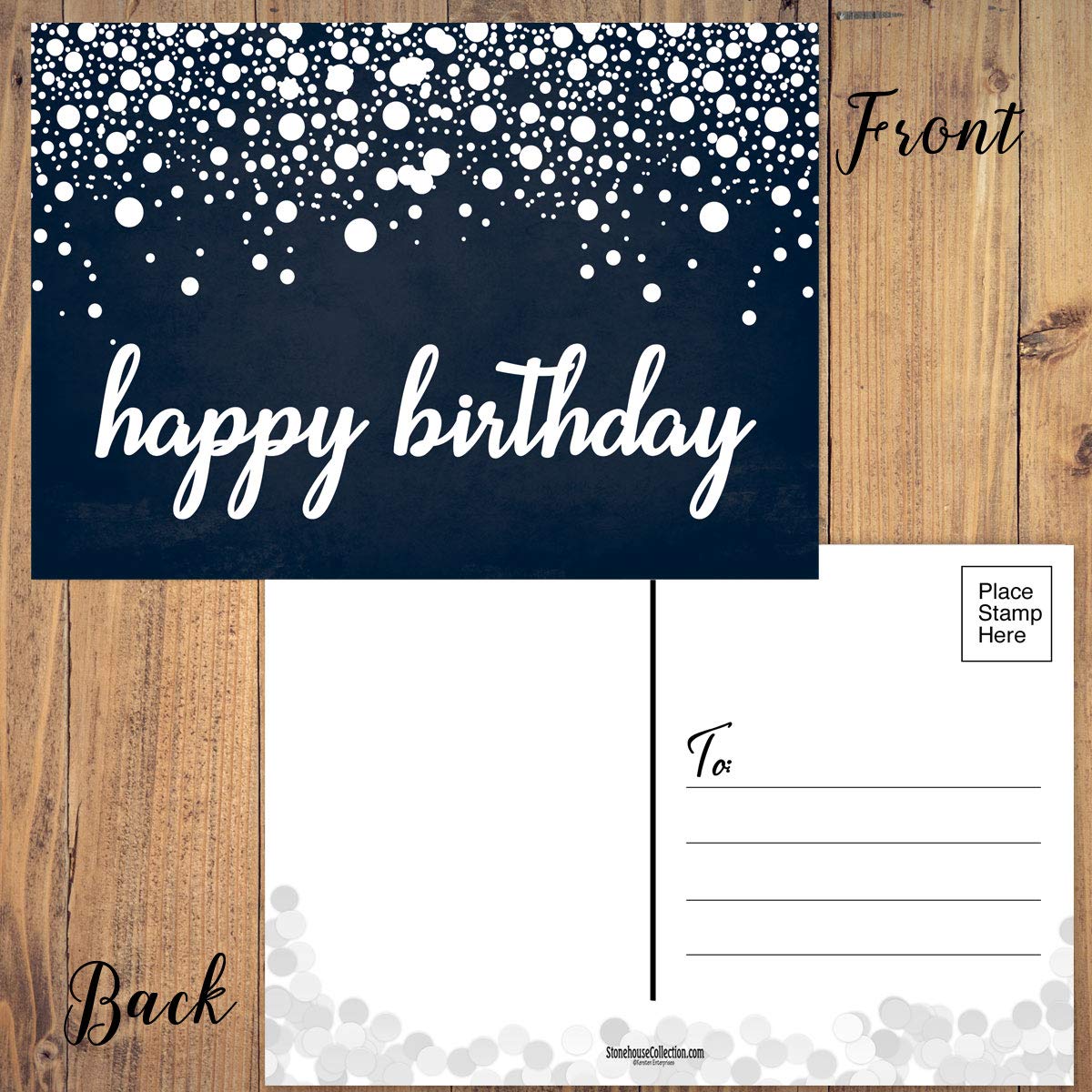 Stonehouse Collection Assorted Happy Birthday Postcards - 5 Birthday Designs | Great for Friends, Family, Neighbors & Colleagues | Size: 4" x 6" | Bulk Birthday Postcards (Rustic Variety) - Image 4