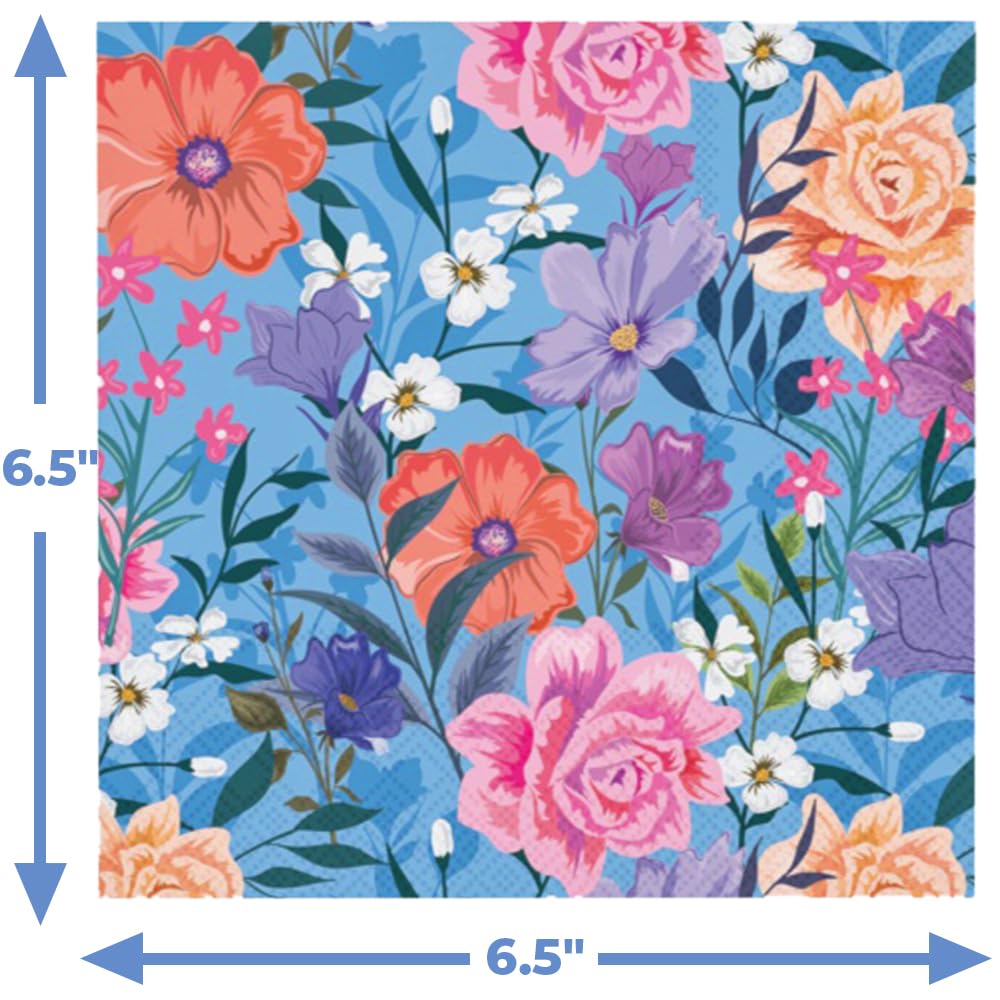Stonehouse Collection | Blue Floral Paper Plates and Napkins |20 9" Paper Plates & 20 Napkins | 40 PCS Total | Disposable (Blue Floral) - Image 5