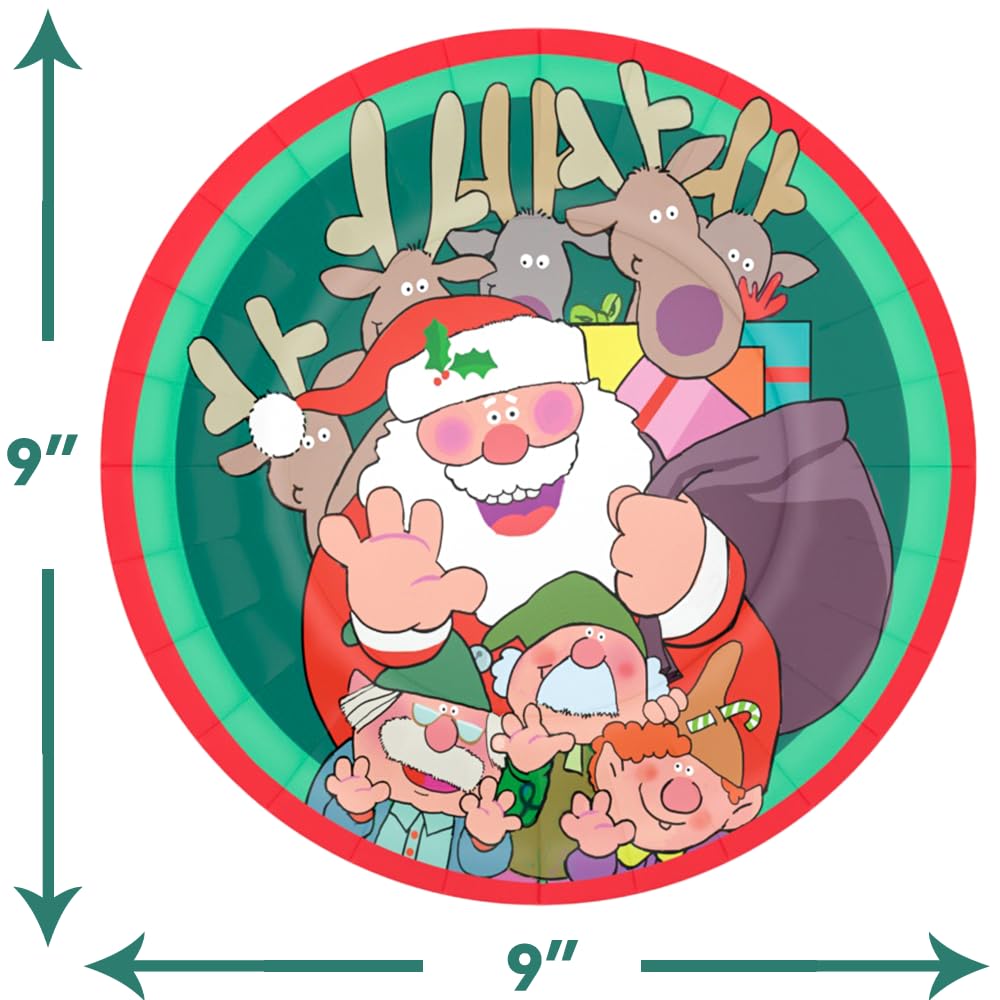 Stonehouse Collection | Christmas Paper Plates | 25 9" Holiday Paper Plates | Disposable Paper Plates | Holiday Party Plates | Santa & Reindeer - Image 3