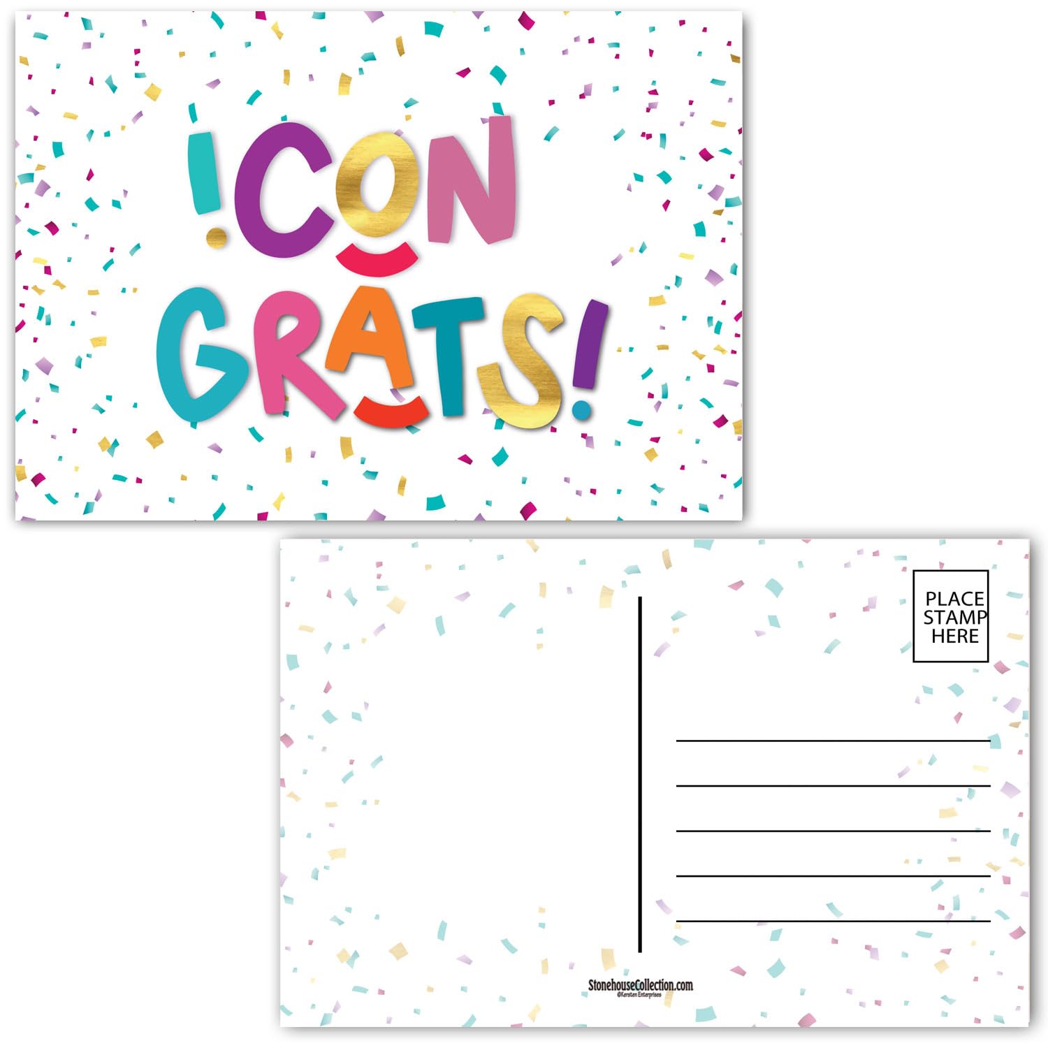Stonehouse Collection, Congratulations Festive Postcards for Easy Mailing, Colorful Patterns, 36 Congrats, USA Made(Assorted) - Image 5