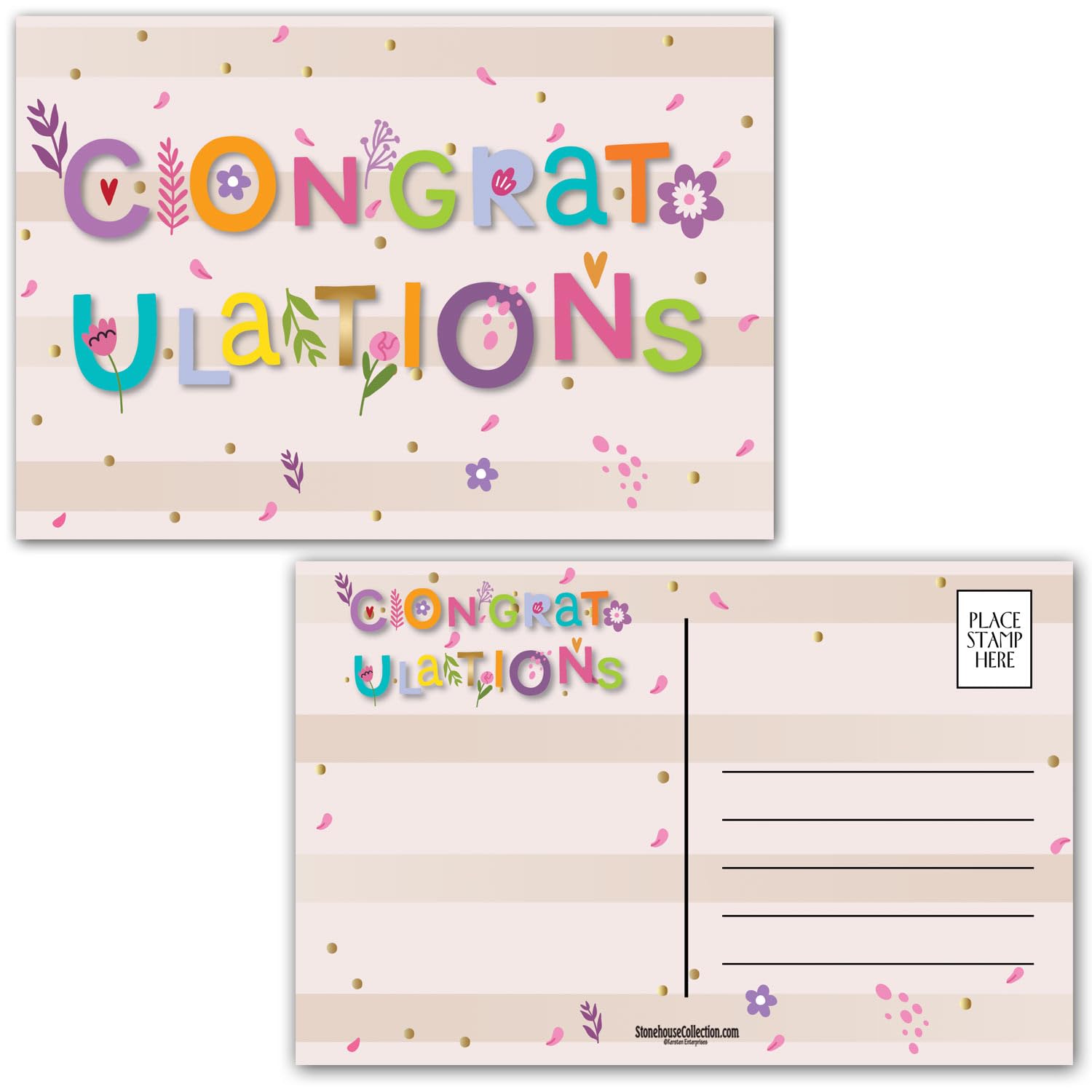 Stonehouse Collection, Congratulations Festive Postcards for Easy Mailing, Colorful Patterns, 36 Congrats, USA Made(Assorted) - Image 8
