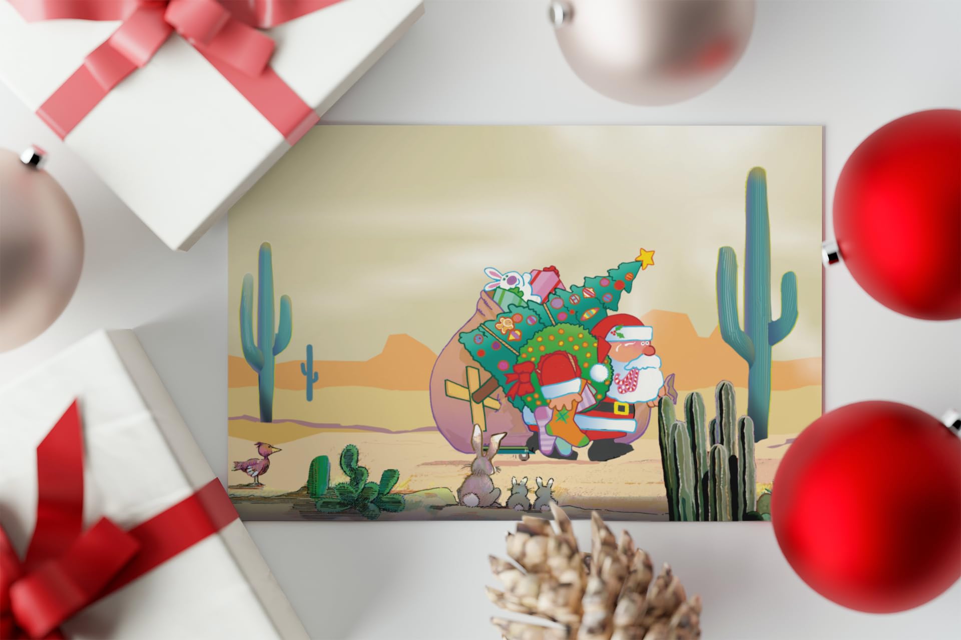 Stonehouse Collection Desert Christmas Cards, Funny Western Holiday Greeting Cards with Sonoran Desert Scene, Hot Santa, USA Made (Standard) - Image 3