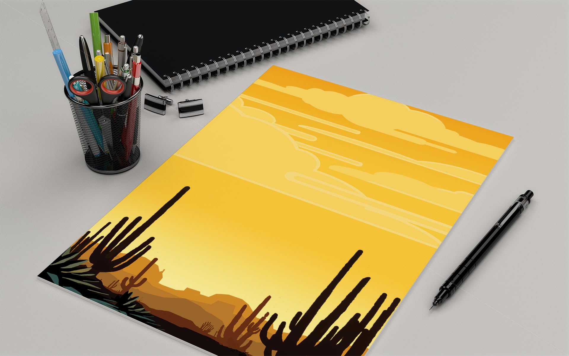 Stonehouse Collection Desert Sunset Stationery - 8.5 x 11-60 Cactus Letterhead Sheets - Saguaro Cactus Paper - Arizona Letterhead (Sunset) - Image 3