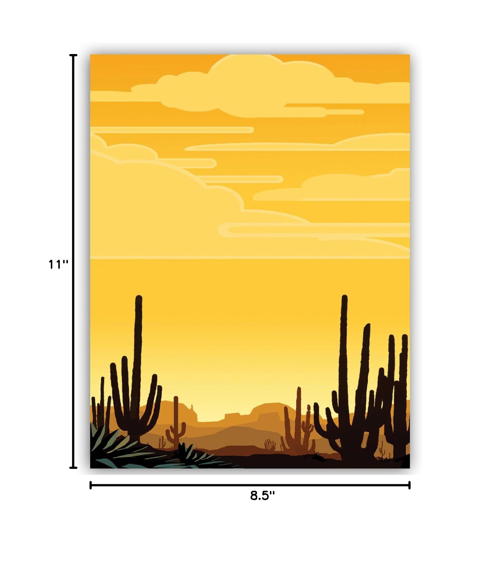 Stonehouse Collection Desert Sunset Stationery - 8.5 x 11-60 Cactus Letterhead Sheets - Saguaro Cactus Paper - Arizona Letterhead (Sunset) - Image 5
