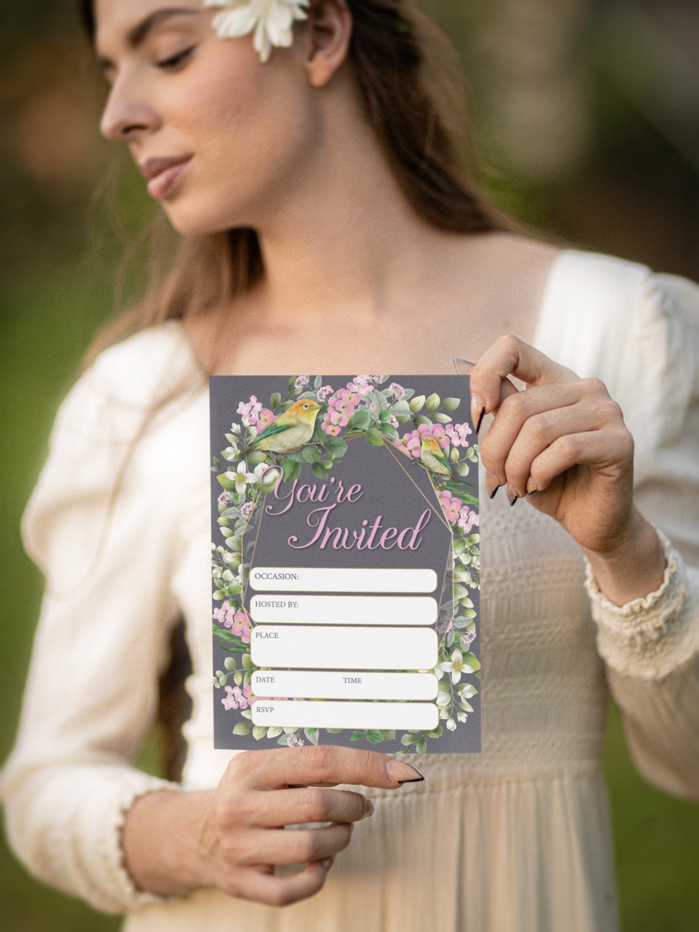 Stonehouse Collection | Euphorbia Milii Floral Invitation | Crown of Thorns Party invite | Garden Party 25 Invitations and 25 Envelopes | Wedding, Baby Shower, Birthday (Crown of Thorns) - Image 4