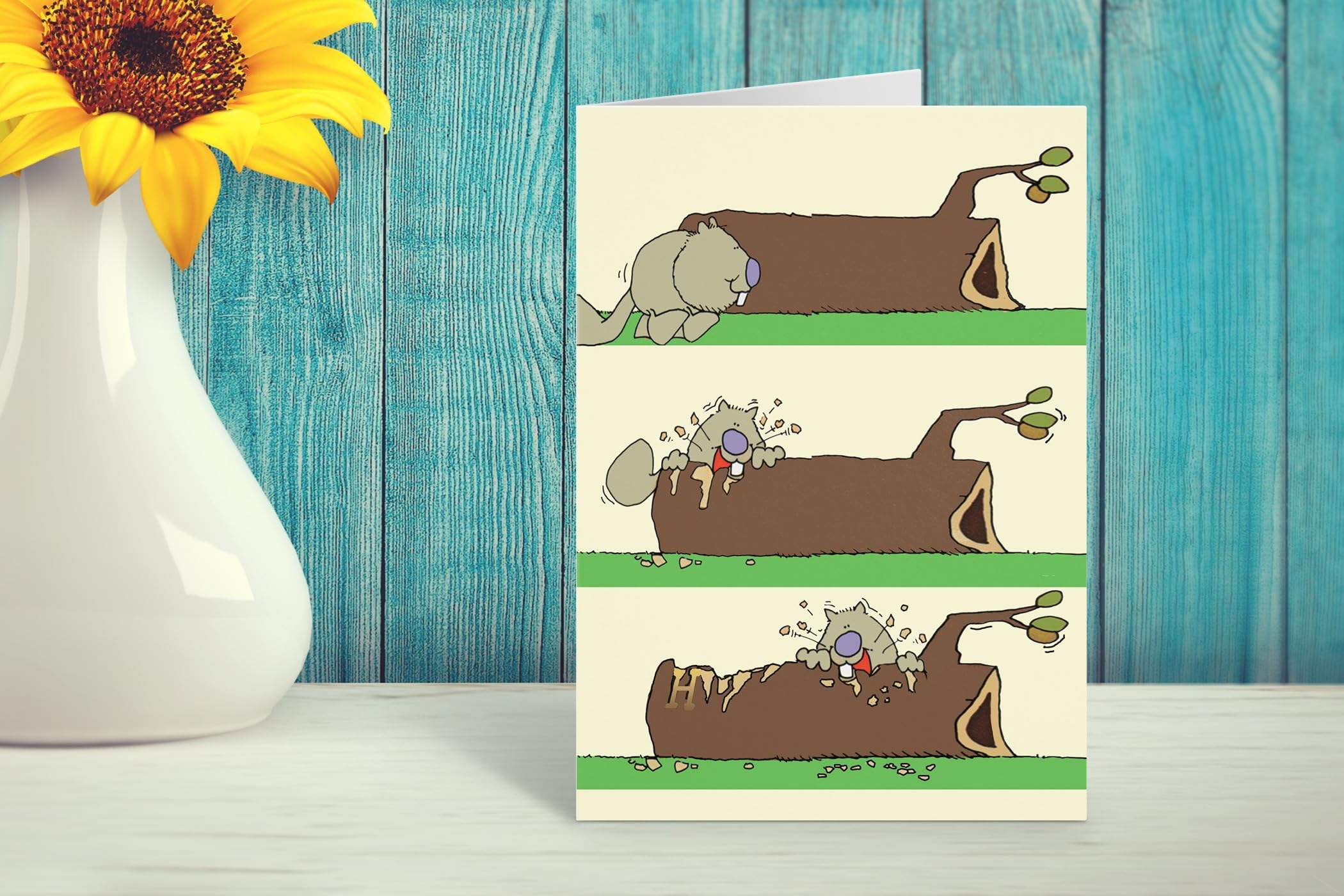 Stonehouse Collection | Funny Birthday Card | Beaver Carving Happy Birthday Into a Log | Perfect for Nature Lovers! |Humorous 4.5" x 6.5" | Single Card (Birthday Beaver) - Image 4