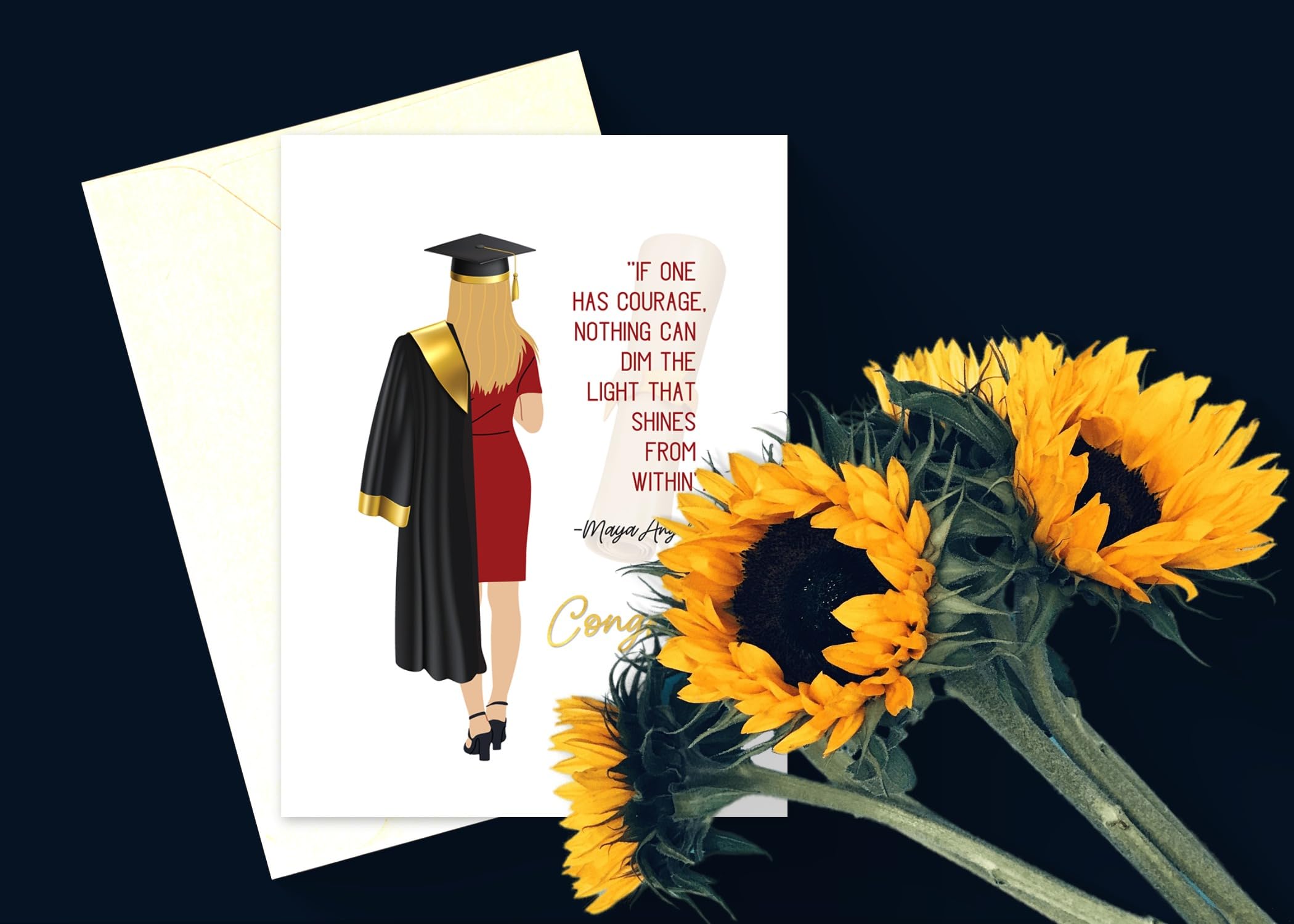 Stonehouse Collection | Graduation Card | Inspirational Woman Grad Card | 5x7 | Blank Single | Congradulations (Girl with Cap and Gown) - Image 5