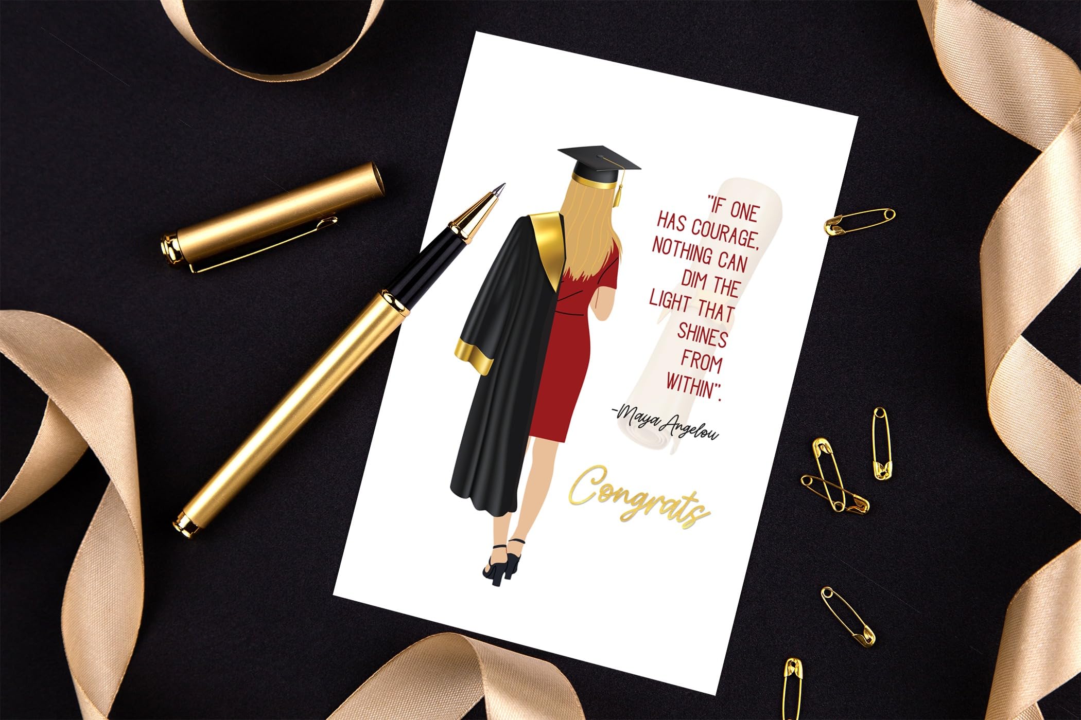 Stonehouse Collection | Graduation Card | Inspirational Woman Grad Card | 5x7 | Blank Single | Congradulations (Girl with Cap and Gown) - Image 6