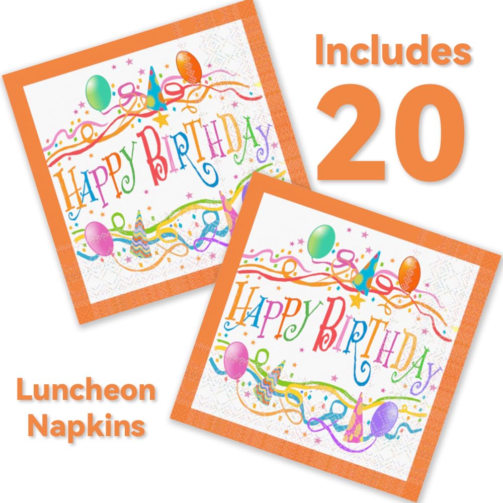 Stonehouse Collection | Happy Birthday 9" Paper Plates & Napkins | 40 PCS Total Disposable Plates - Image 3