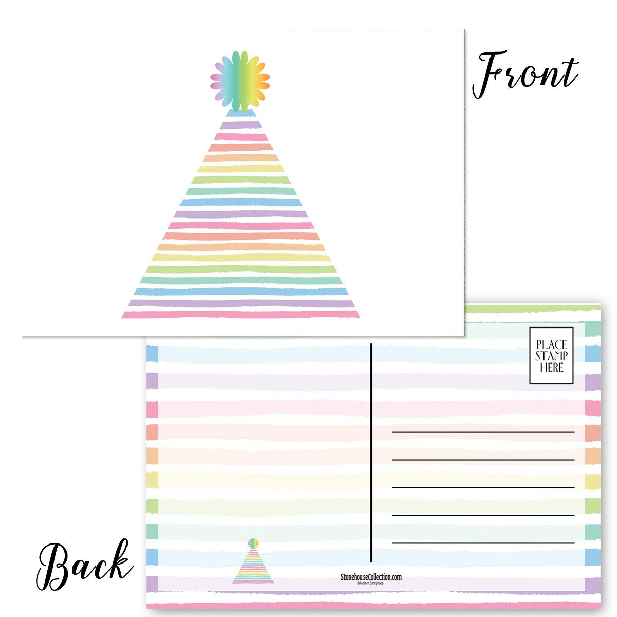 Stonehouse Collection Happy Birthday Postcards - Full Color Both Sides - 4 Fun Birthday Designs - 4" x 6" Postcards - Made In USA - Image 3