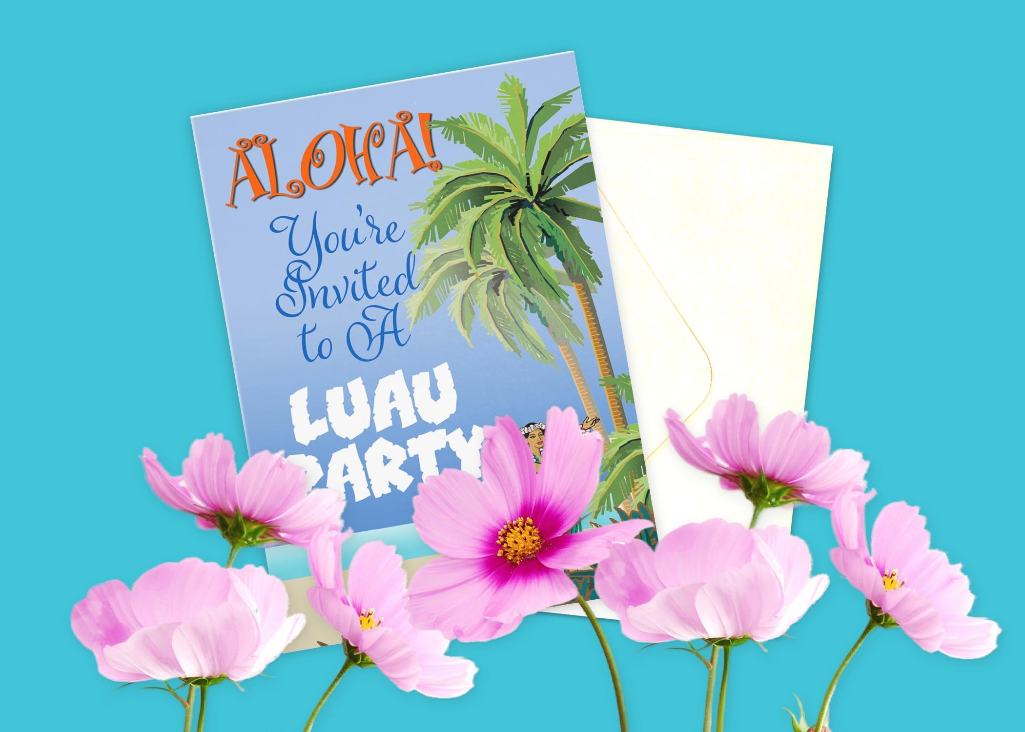 Stonehouse Collection | Luau Party Invitations | Tiki Hawaiian Party Invites with Envelopes | Beach Themed Invitations | Kids, Adults, Birthdays - Image 3