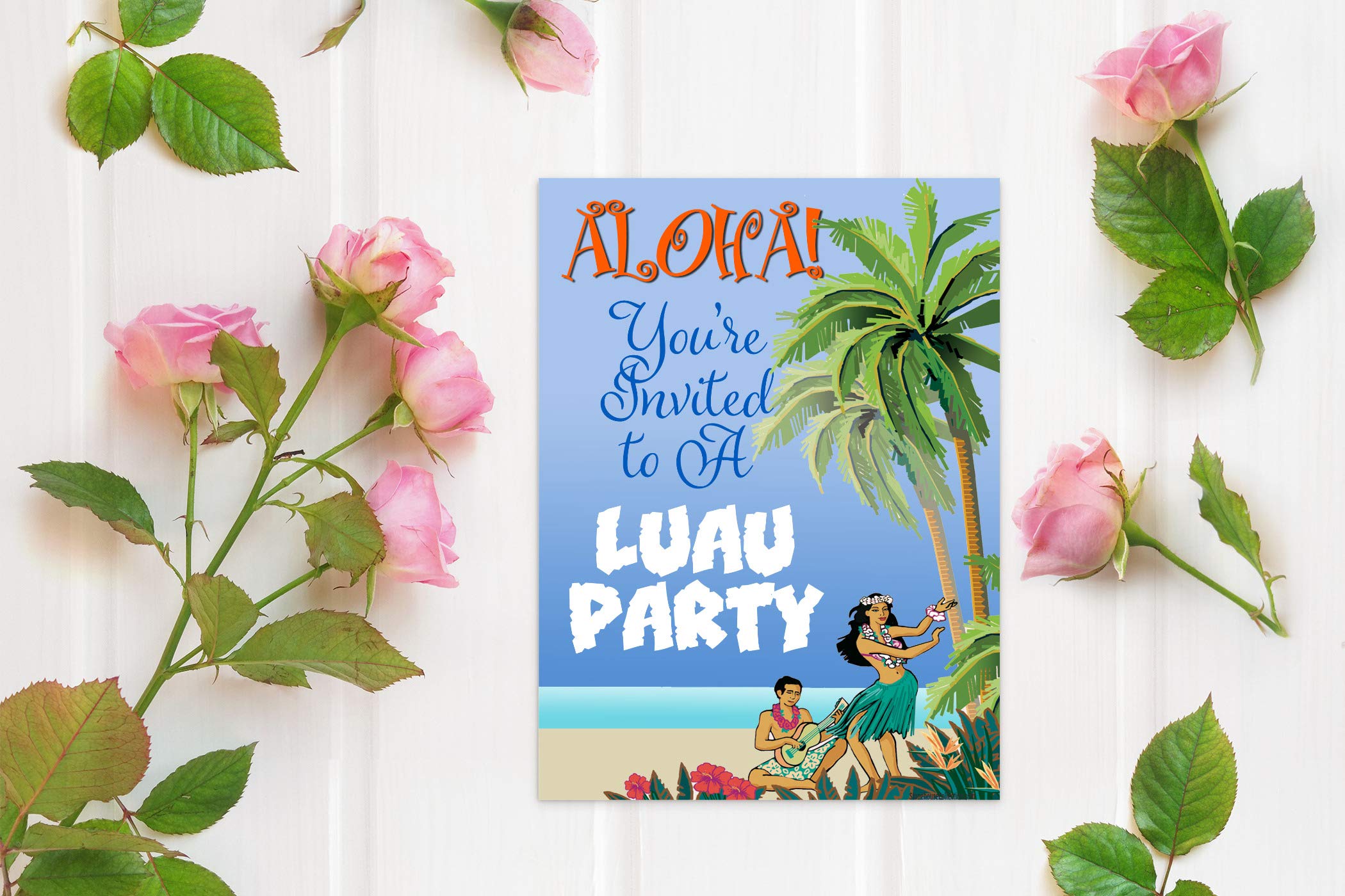 Stonehouse Collection | Luau Party Invitations | Tiki Hawaiian Party Invites with Envelopes | Beach Themed Invitations | Kids, Adults, Birthdays - Image 4
