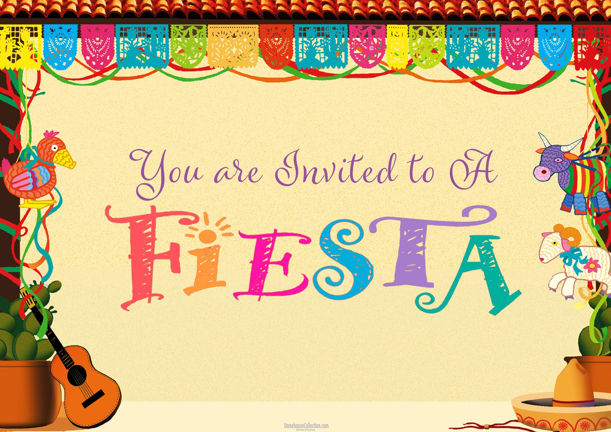 Stonehouse Collection | Mexican Fiesta Invitations | 25 Fiesta Party Invites with Envelopes | USA Made - Mexican, Cinco de Mayo - Image 5