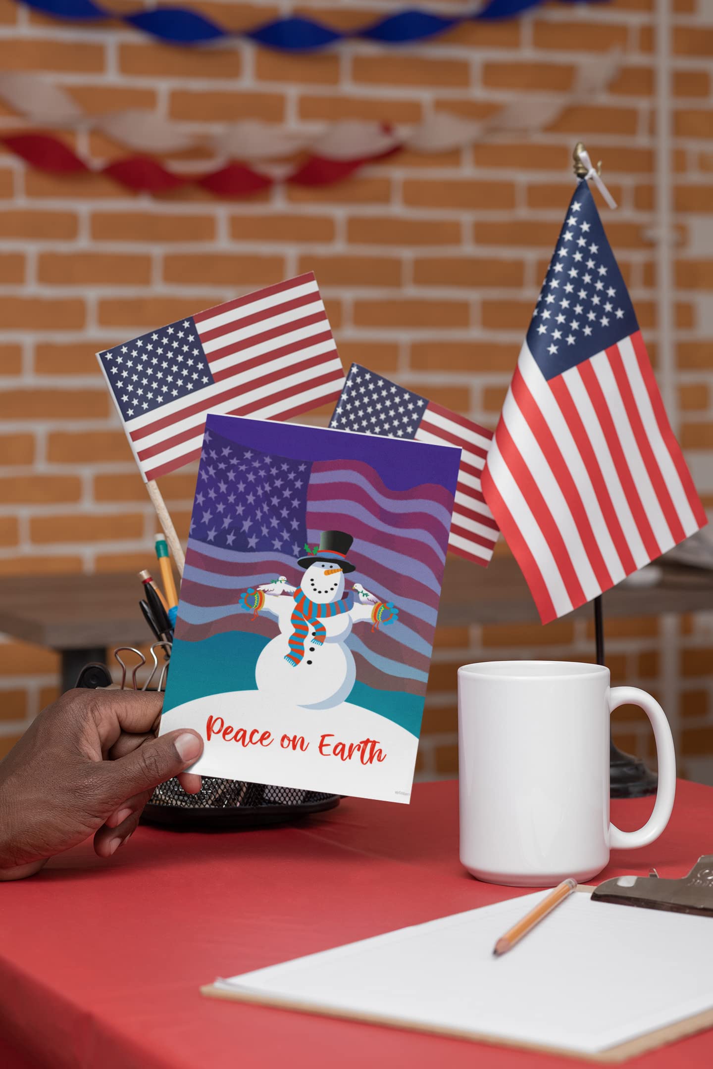 Stonehouse Collection | Patriotic Christmas Card | 18 Peace on Earth Christmas Cards Envelopes | USA Made (Standard) - Image 3