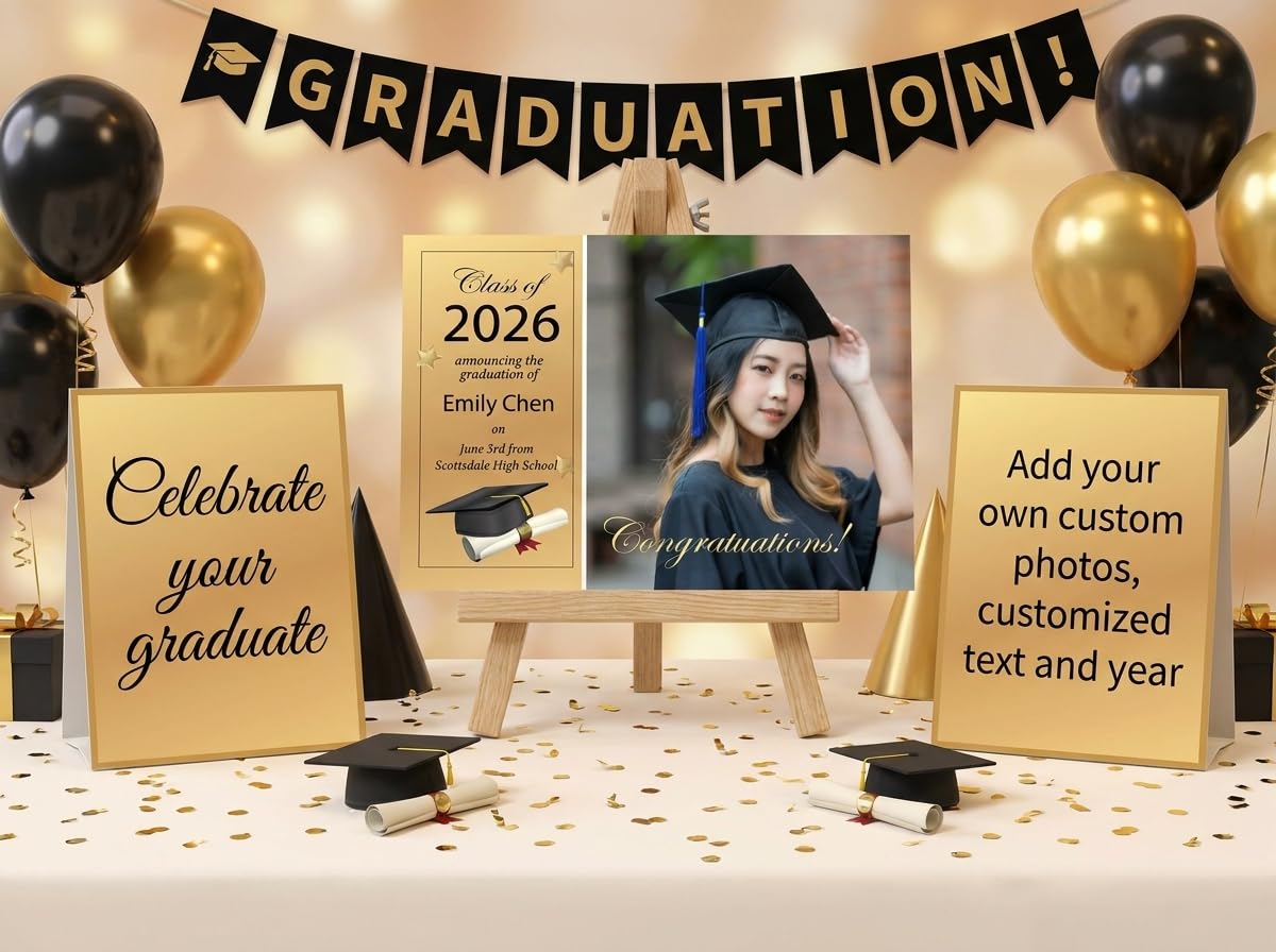Stonehouse Collection Personalized Graduation Announcement Card – Class of 2026 (5x7) - Custom Photo Cards for Grads - Made in the USA - Image 5