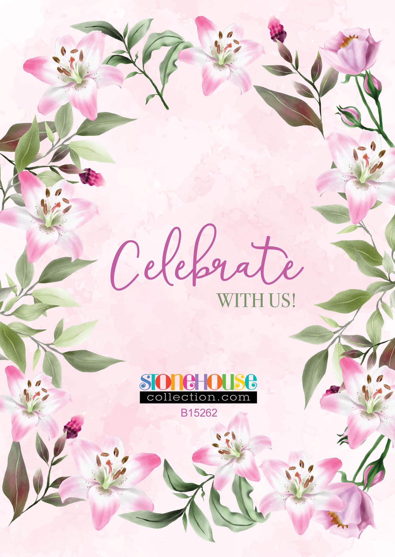 Stonehouse Collection | Pink Lily Party Invitations for Any Occasion | Floral Garden Party Invites | Wedding, Shower, Garden & Birthday, Set of 25 (Pink Lily) - Image 3