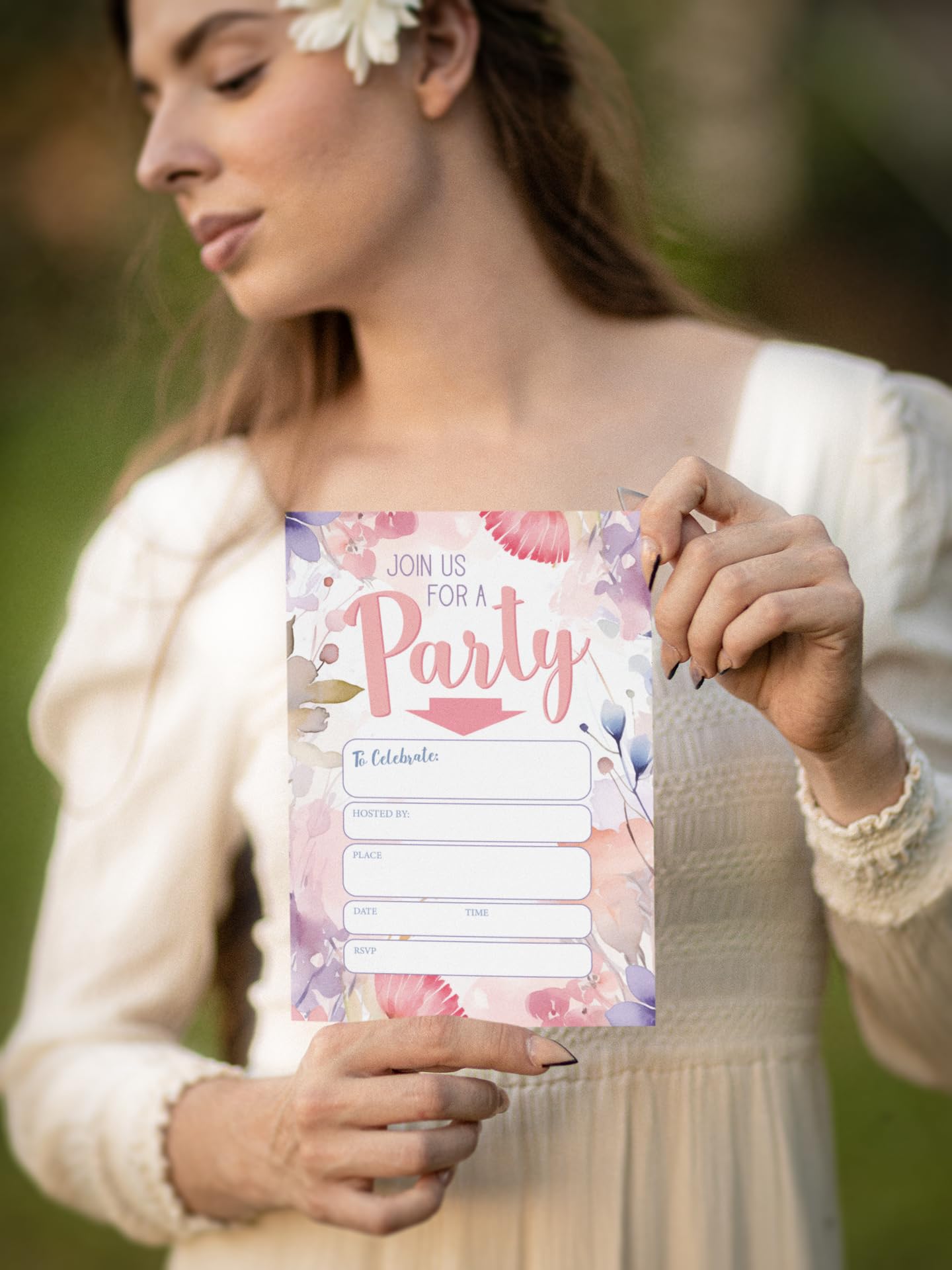 Stonehouse Collection | Pink Lily Party Invitations for Any Occasion | Floral Garden Party Invites | Wedding, Shower, Garden & Birthday, Set of 25 (Pink Lily) - Image 4