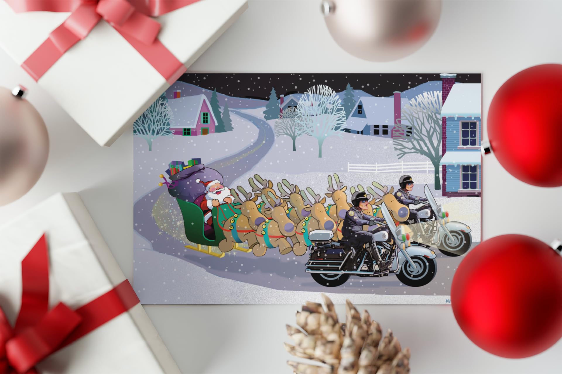 Stonehouse Collection | Police Escort Funny Christmas Card | Policeman Holiday Cards | 18 Cards and 19 Envelopes (Police Escort) - Image 3