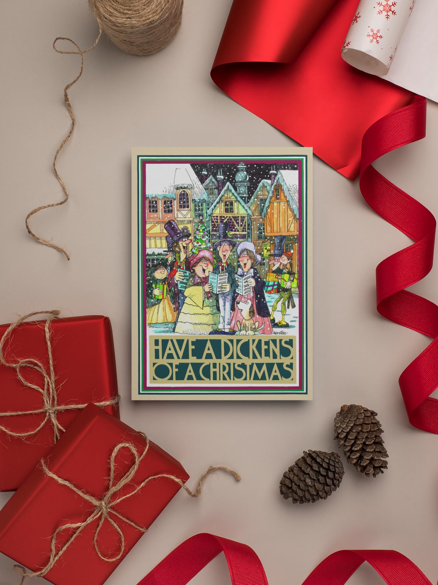 Stonehouse Collection | Vintage Town Carolers Christmas Cards | Dickens Holiday Card (Standard) - Image 3